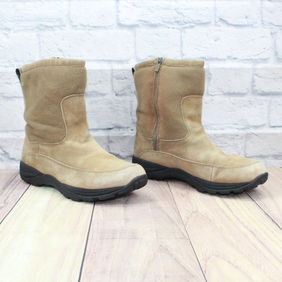 LL BEAN Tan Suede Fleece Zip Primaloft Insulated Boots Size 10.5 M - Picture 3 of 11